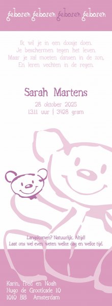 geboortekaartje beertje-meisje