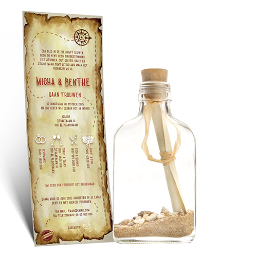Message in a Bottle - Trouwkaart - Schatkaart